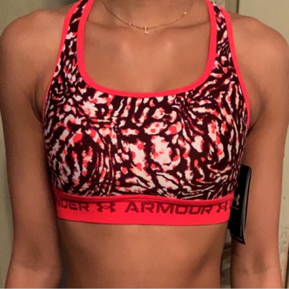 pink under armor sports bra